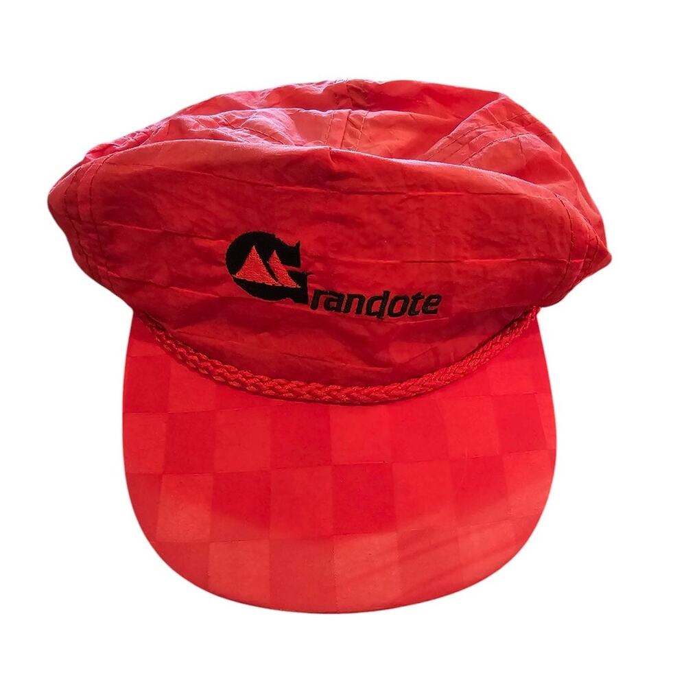 Vintage 1990s Strapback Baseball Hat Cap Dad Grandote Red Nylon Parachute